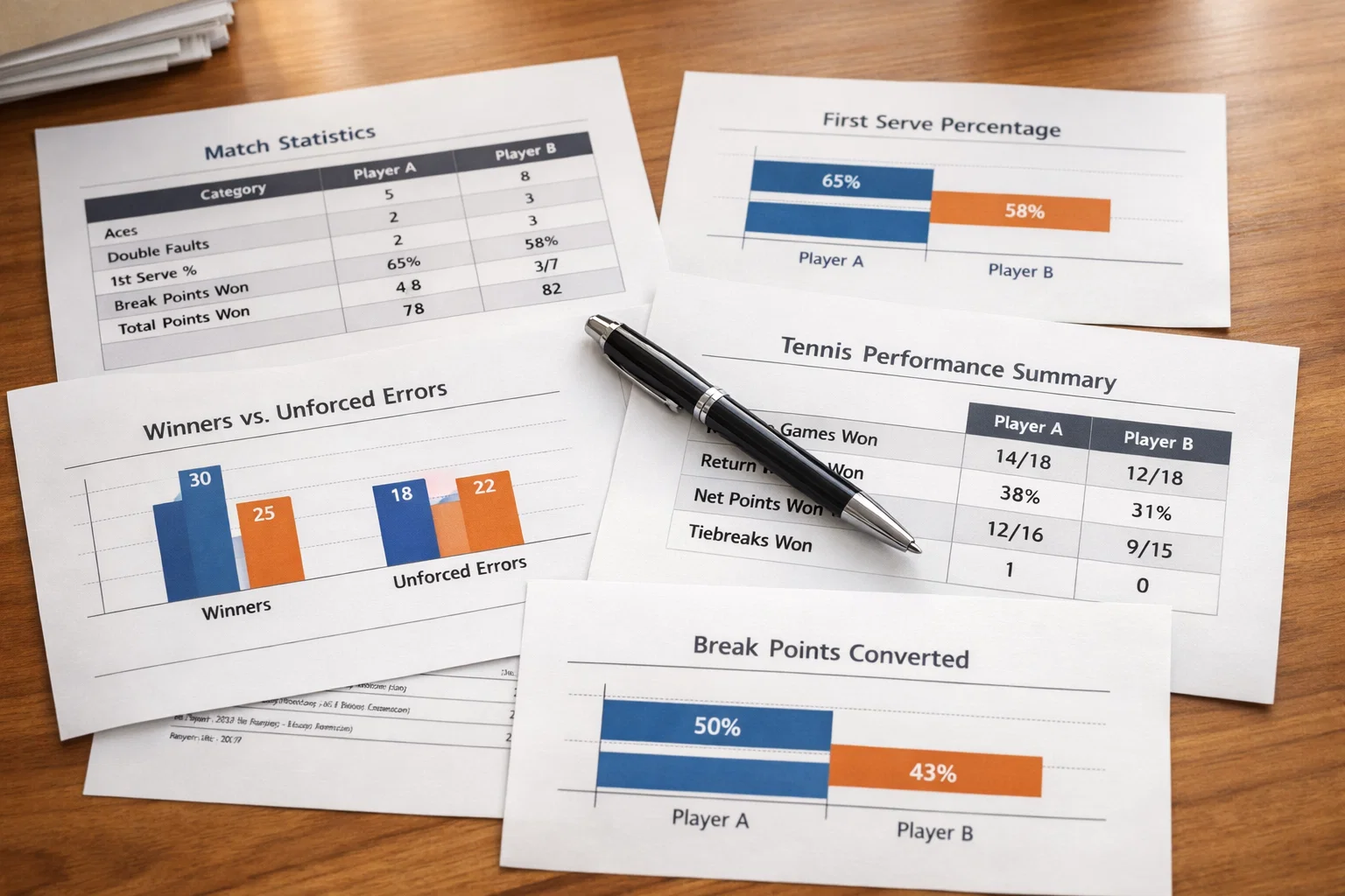 Documento con estadísticas de rendimiento de tenistas en diferentes superficies